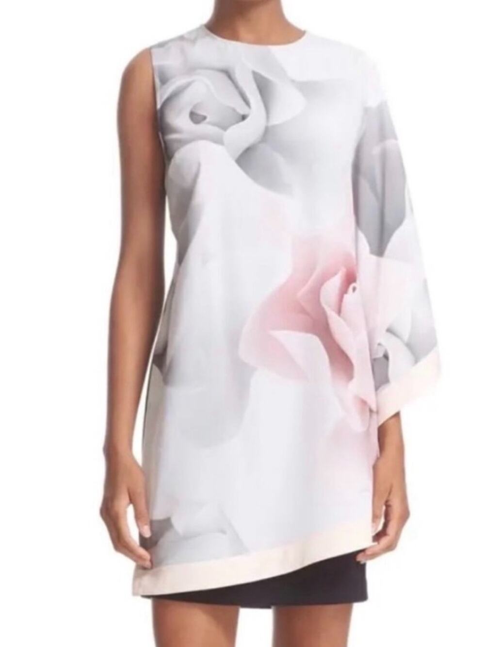 Ted Baker London Dress Lizeey Porcelain Rose Women's Size 0 Draped Cape Overlay